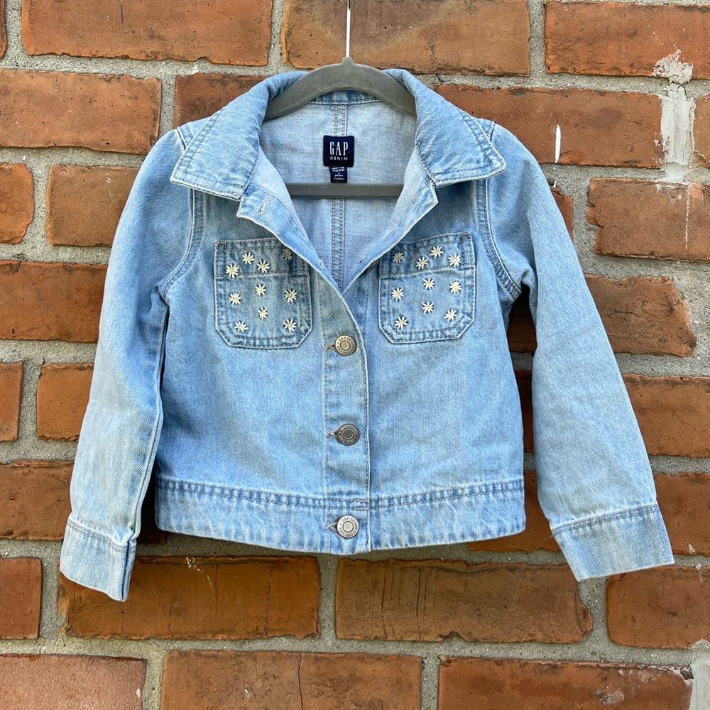 Gap Embroidered Flower Denim Jacket